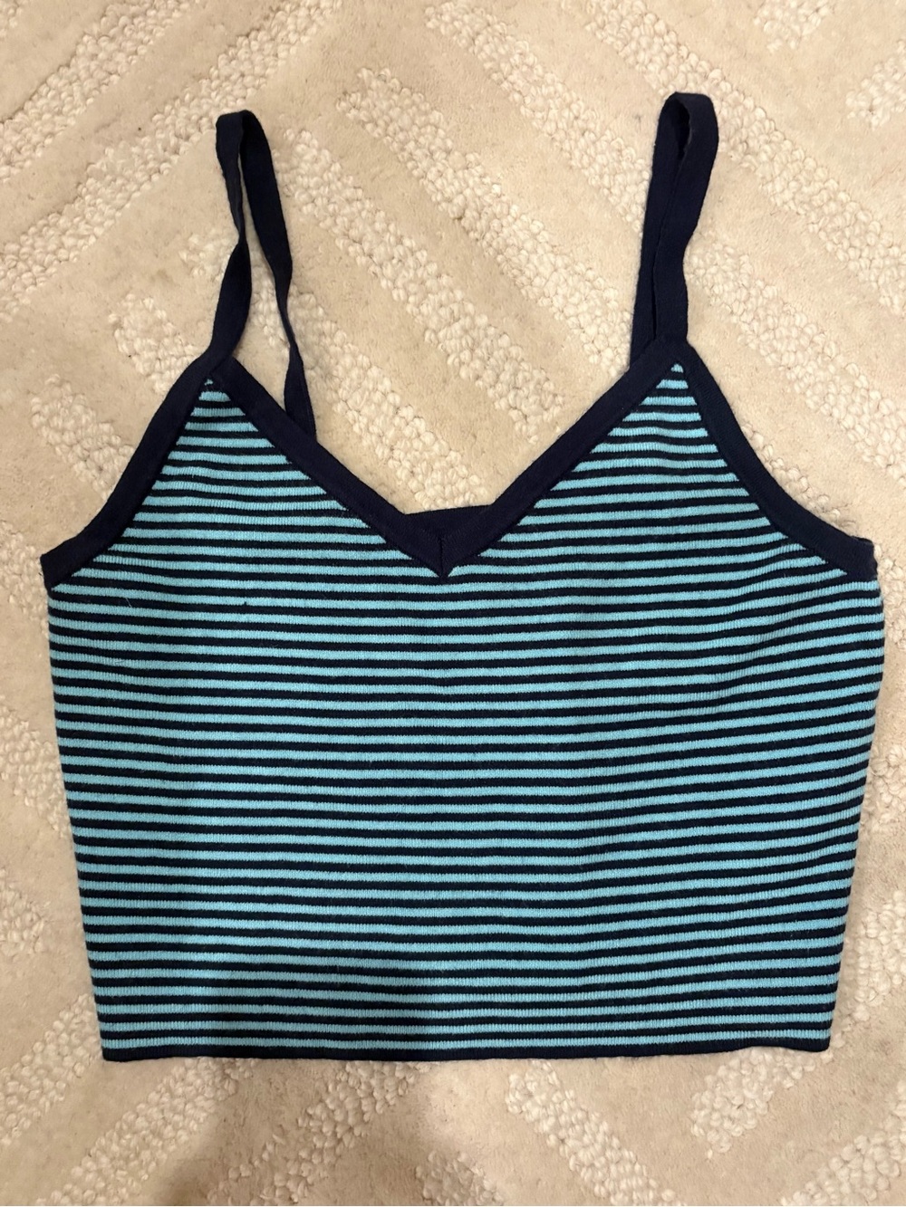 La Hearts Navy & Teal Striped Cropped Tank